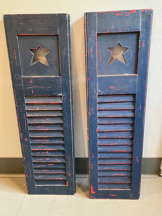 Pair of Wooden Star Shutters - Etsy | Etsy (US)
