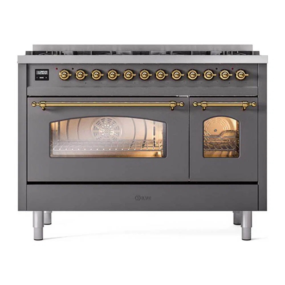 ILVE Nostalgie II Series 48 inch Dual Fuel Range with 8 Black Brass Burners (Limited Edition) (Gl... | Wayfair North America