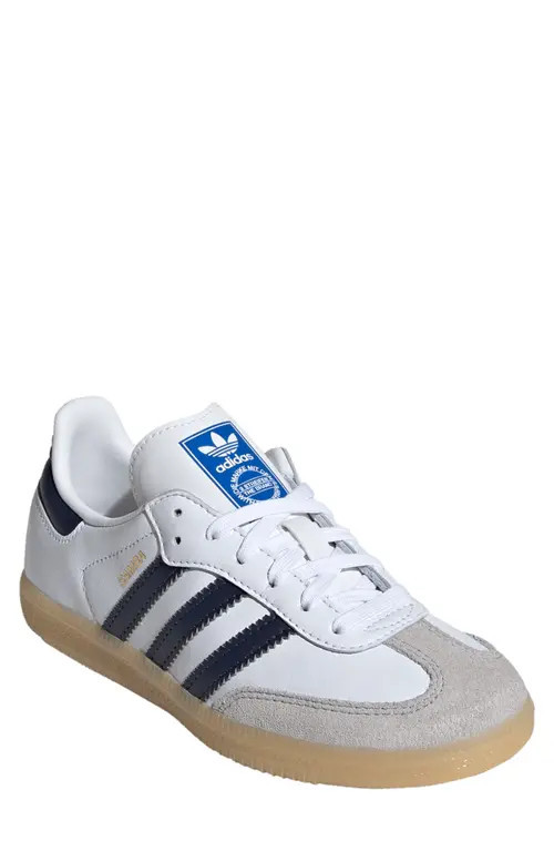 adidas Kids' Samba Sneaker in White/collegiate Navy/gum at Nordstrom, Size 5.5 | Nordstrom