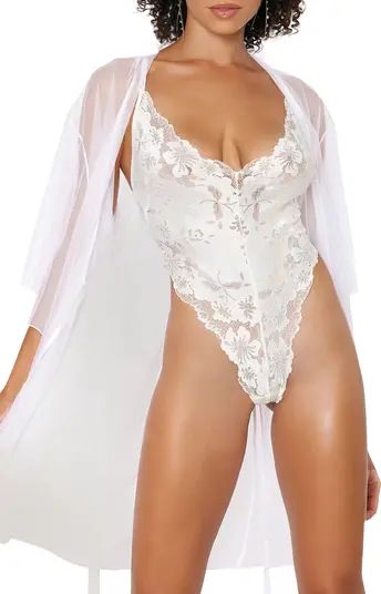 Floral Lace Teddy & Robe Set | Nordstrom