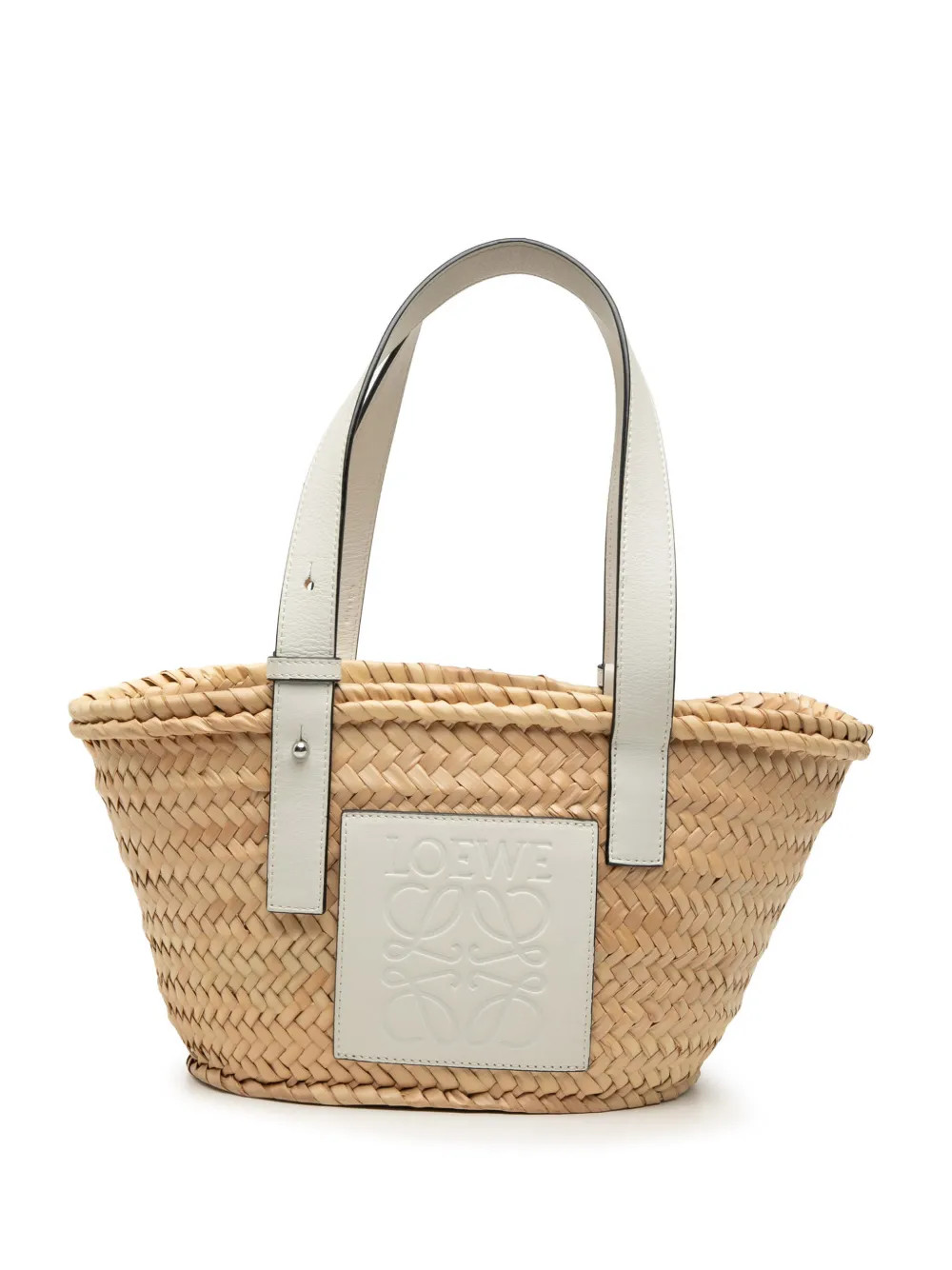 Loewe Pre-Owned 2000-2026 Small Raffia Anagram Basket Tote Bag | White | FARFETCH UK | Farfetch Global
