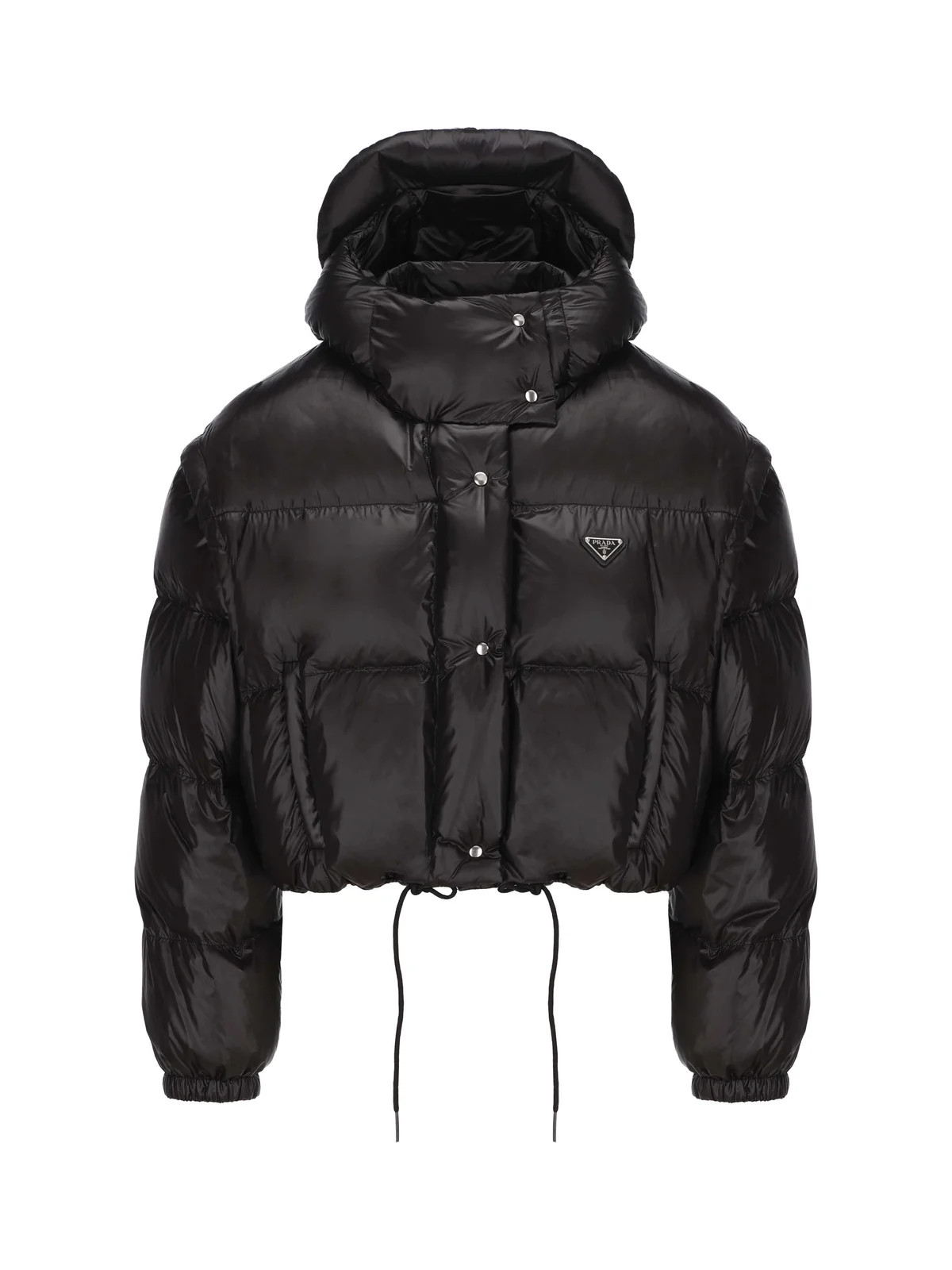 Prada Logo Plaque Cropped Puffer Jacket | Cettire Global