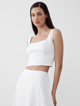 Linen-Blend Square-Neck Bustier | Banana Republic Factory