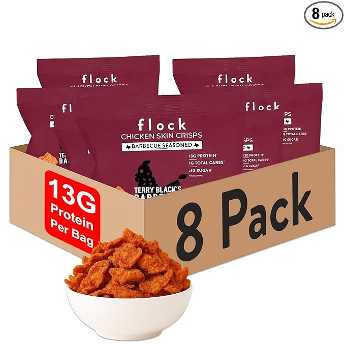 Flock Keto Chicken Skin Chips | Terry Black's BBQ Flavor | Low Carb, High Protein, Gluten-Free Ch... | Amazon (US)