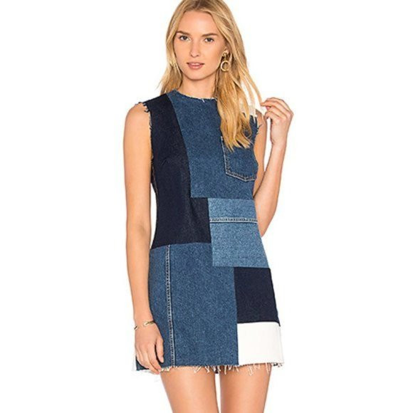 Grlfrnd Heidi Denim Patchwork Mamma Told Me Dress Size XS | Poshmark