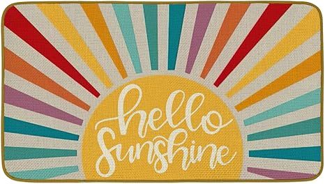 Burosev Boho Abstract Art Hello Sunshine Decorative Doormat, Bohemian Sunrise Sunset Floor Mat, R... | Amazon (US)
