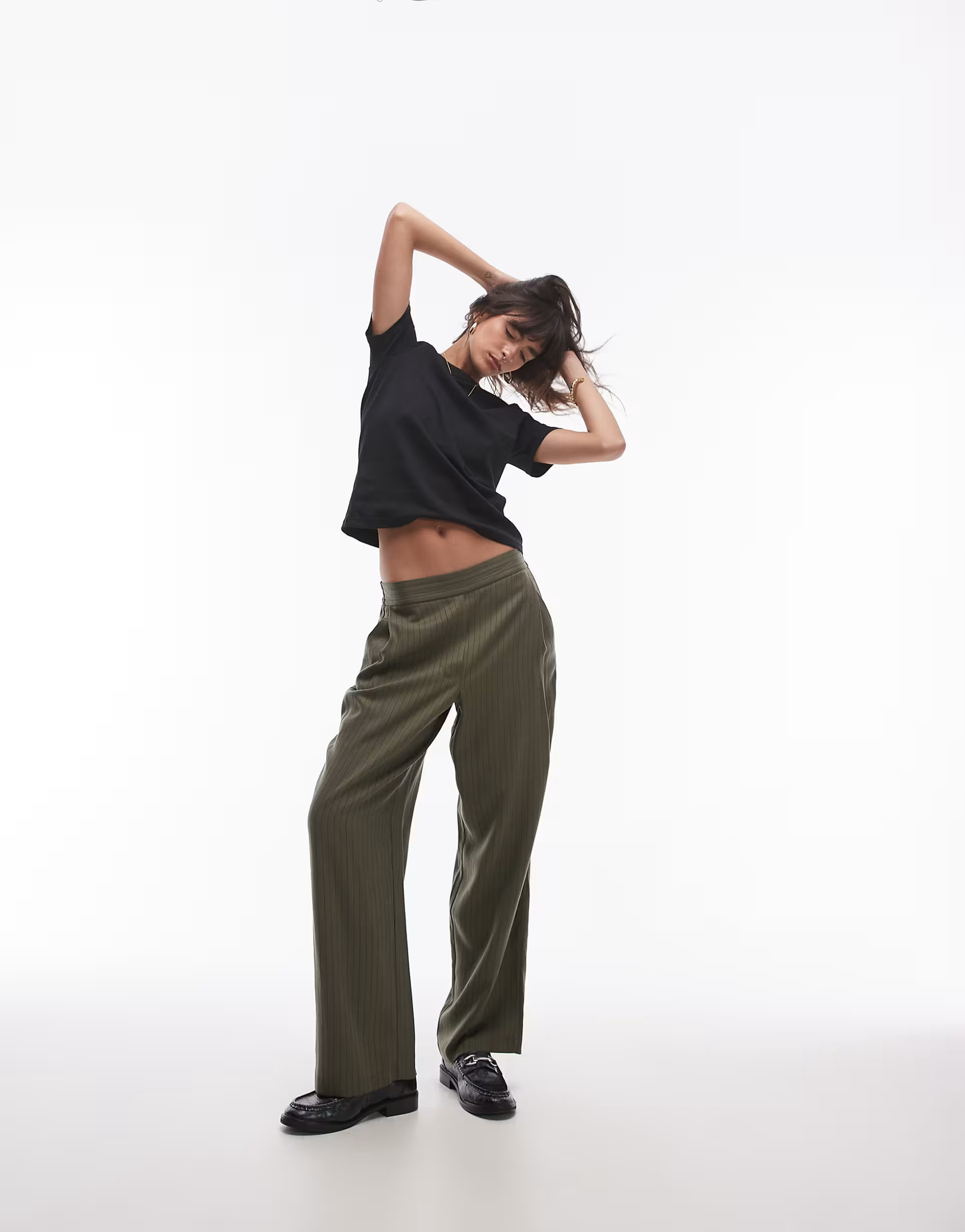 Topshop pinstripe sweatpants in khaki | ASOS (Global)