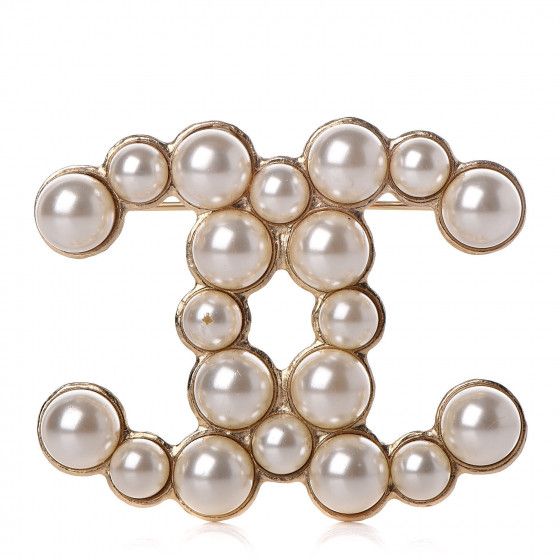 CHANEL Pearl CC Brooch Gold | Fashionphile