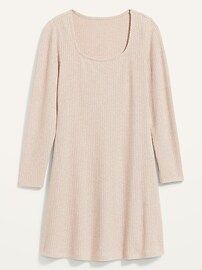 Fit &#x26; Flare Rib-Knit Long-Sleeve Mini Dress for Women | Old Navy (US)