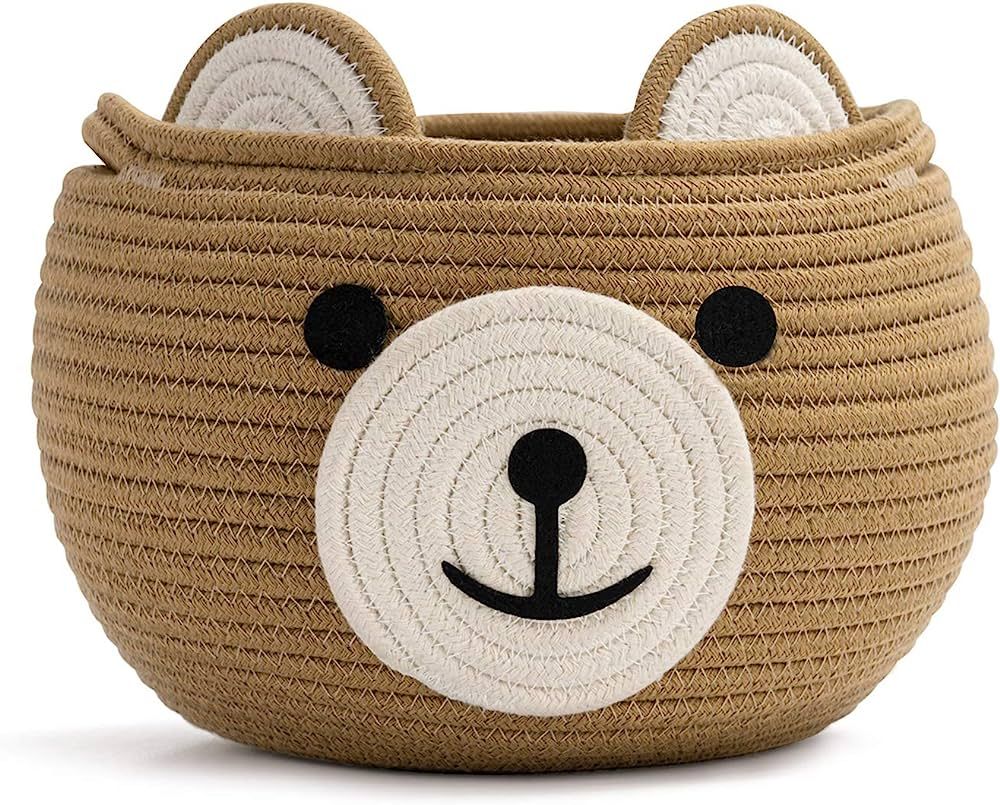 CherryNow Cute Bear Round Basket - Cotton Rope Baskets in Living Room Woven Baby Shower Basket Be... | Amazon (US)