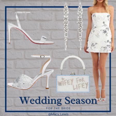 Shop Wedding: Bridal Attire
I've hit it hard with the wedding guest looks, so I thought it was time to create a bridal look! This would be a great reception look, get away dress, or bachelorette bride look. The earrings and shoes would also be great for the ceremony! 
Bridal Shoes
Bridal Clutch
Bridal Earrings
Wedding Earrings
Elopement Dress
Reception Dress
White Dress
Cocktail Earrings
Cocktail Dresss

#LTKstyletip #LTKwedding #LTKshoecrush