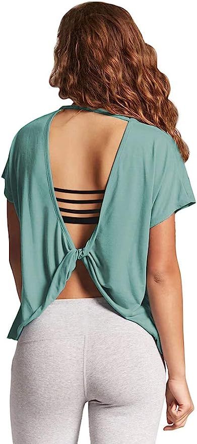 Mippo Women's Sexy Open Back Workout Tops Backless Yoga Shirts Cute Gym Crop Tank Tops | Amazon (US)
