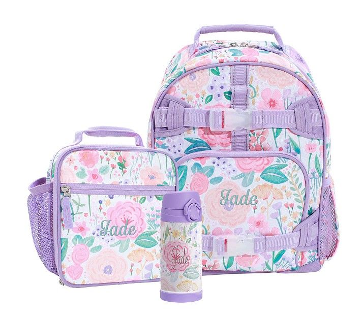 Mackenzie Lavender Floral Blooms Backpack & Lunch Bundle, Set of 3 | Pottery Barn Kids