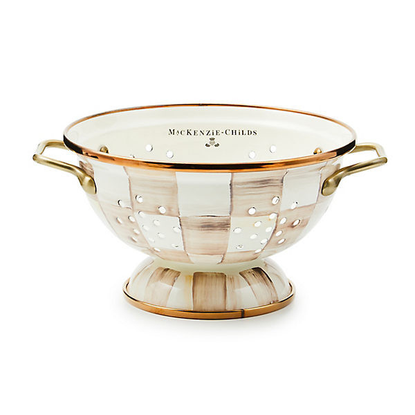 MacKenzie-Childs Mocha Check Small Colander | MacKenzie-Childs