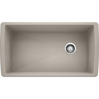 Blanco DIAMOND Silgranit Undermount Granite Composite 33.5 in. Single Bowl Kitchen Sink in Concre... | The Home Depot