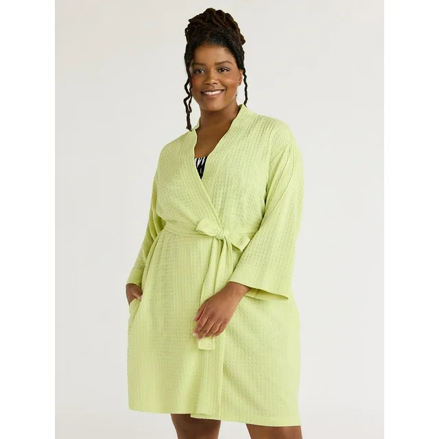 Joyspun Women's Shawl Collar Knit Robe, Size S to 3X | Walmart (US)