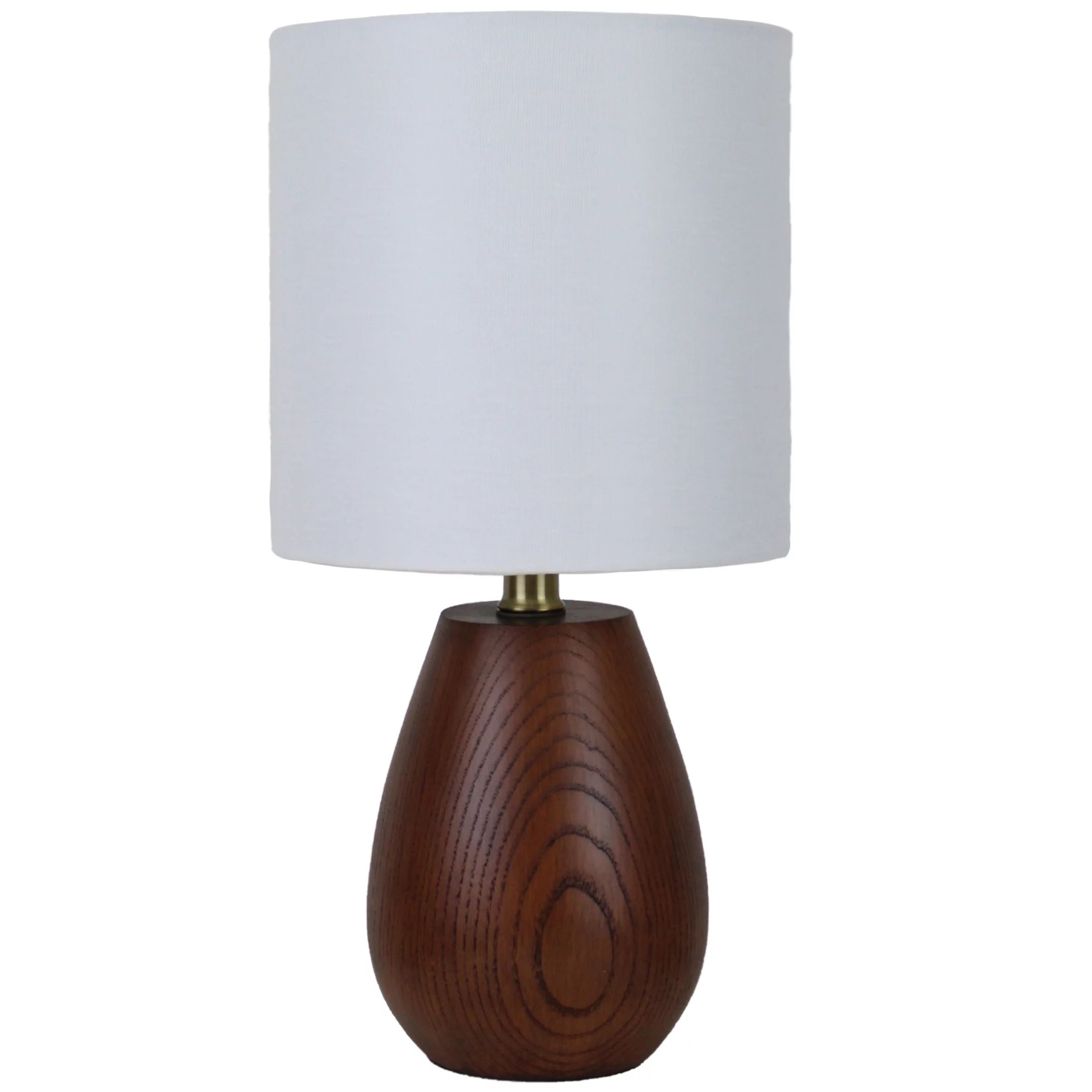 16" Mainstays Walnut Wood-Look Rounded Table Lamp | Walmart (US)