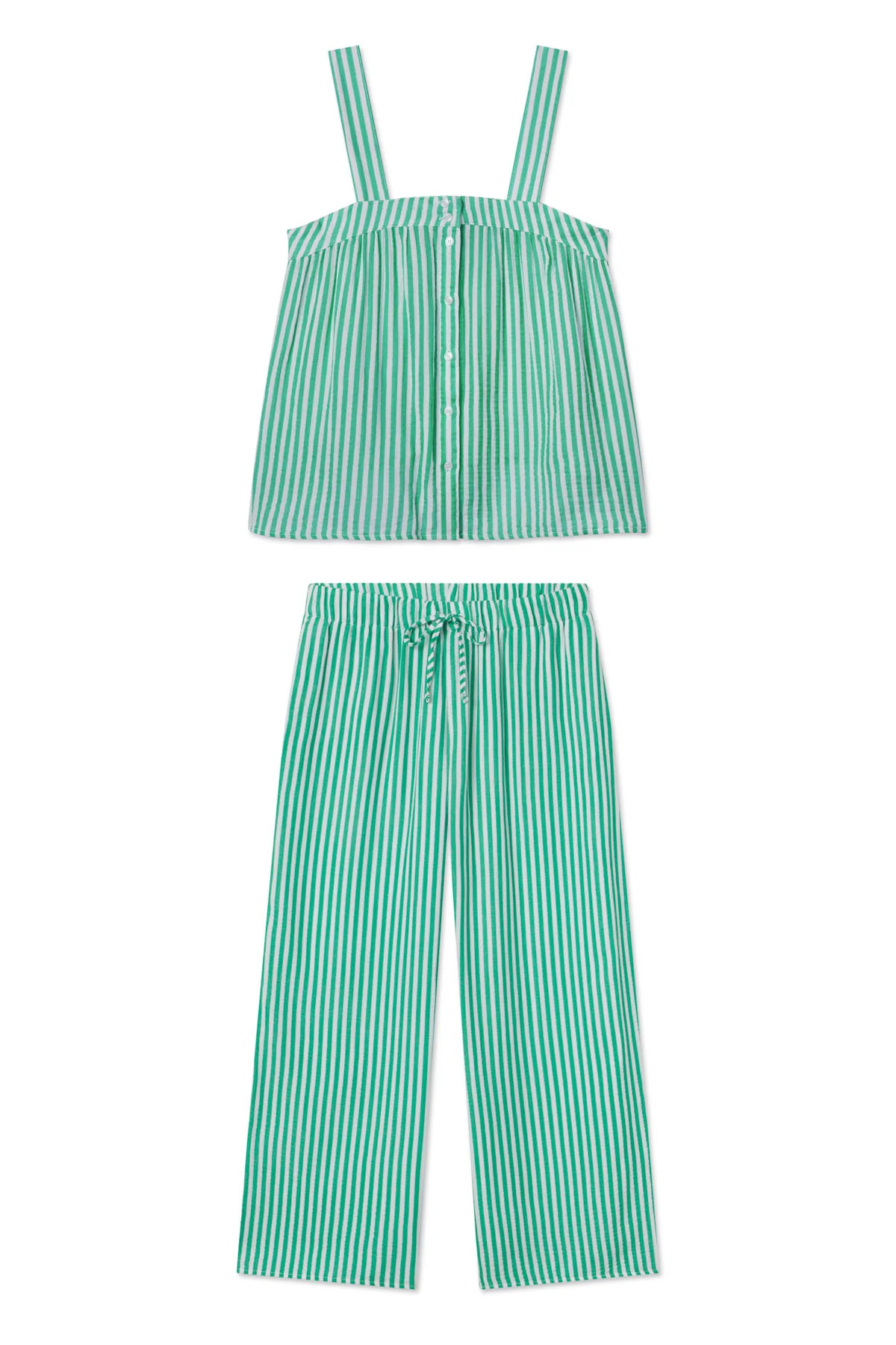 Hamptons Pants Set in Jadeite Stripe Gauze | Lake Pajamas