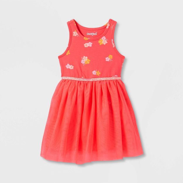 Toddler Girls' Floral Tutu Tank Top Dress - Cat & Jack™ Coral | Target