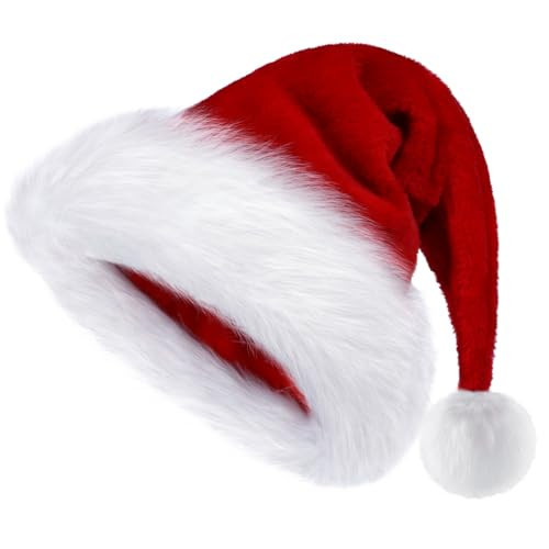 BSVI Christmas Hat, Santa Hats Holiday for Adults Unisex Velvet Comfort Extra Thicken Fur Xmas Hat for New Year Festive Party | Amazon (US)