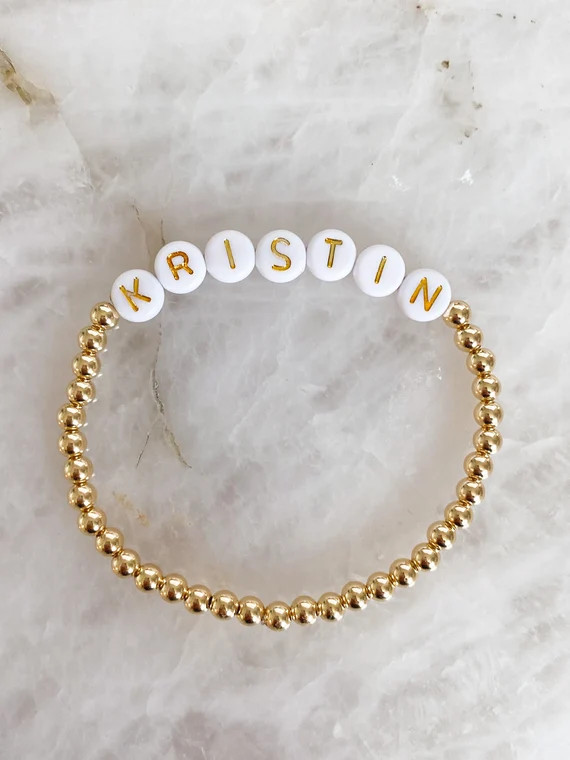 4mm 14k Gold Filled Personalized Beaded Bracelet  Name | Etsy | Etsy (US)
