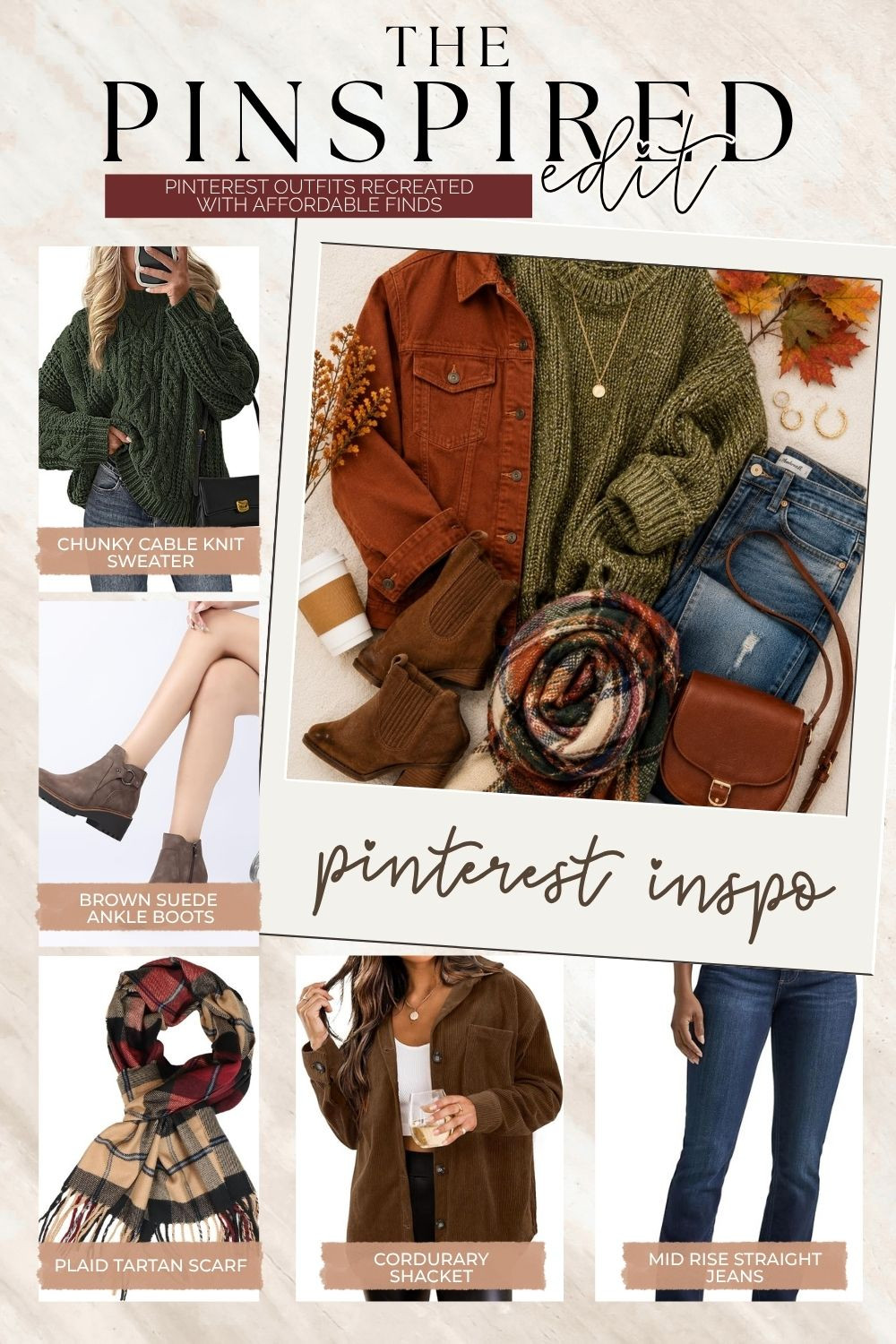 Cozy fall outfit idea with warm, earthy layers 🍂 Recreate this Pinterest-inspired autumn look with a chunky olive cable knit sweater, brown corduroy shacket, mid-rise straight leg jeans, brown suede ankle boots and a plaid tartan scarf. This easy casual fall outfit is perfect for everyday wear, school drop-off, errands, pumpkin patch days, Thanksgiving plans or a fall weekend getaway. The mix of olive green, rust, brown and denim makes it such a classic cozy fall look.

#FallOutfit #FallFashion #CasualFallOutfit #CozyFallOutfit #AmazonFashion #AmazonFinds #FallStyle #AutumnOutfit #MomStyle #ShacketOutfit #CableKnitSweater #StraightLegJeans #BrownAnkleBoots #PlaidScarf #FallLayers 

 #LTKdayinmylife #LTKOver40