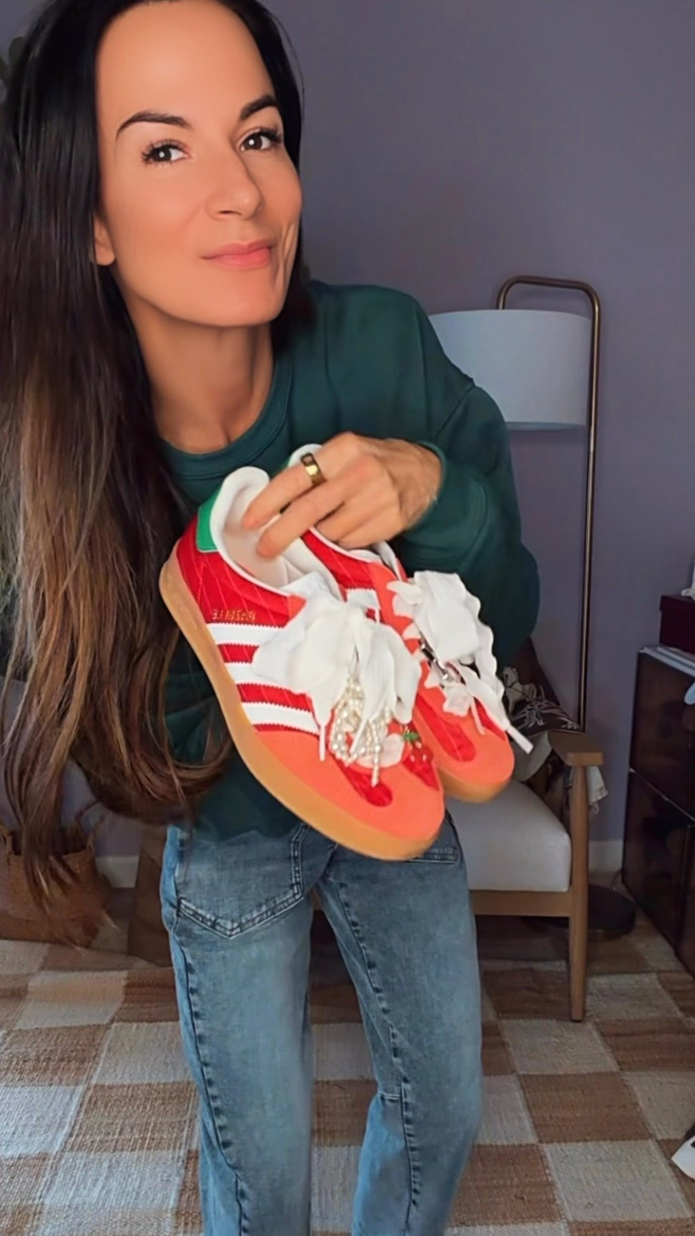 Festive, comfy, and just the right amount of extra 🎄✨ 

This is my kind of holiday uniform—cozy layers, fun denim, and playful details that make getting dressed feel fun. From casual days to festive errands, this look is on repeat all season long ❤️💚

#NicoleColeeStyle #HolidayStyle #FestiveFits #CasualChic #DenimLovers #FunJeans #HolidayOutfitInspo #WinterStyle #EverydayFestive #LTKStyle #LTKFinds #StyledByNicole #FashionOver40 #EffortlessStyle #CozyChic #nicolecolee 



#LTKHoliday #LTKGiftGuide #LTKOver40