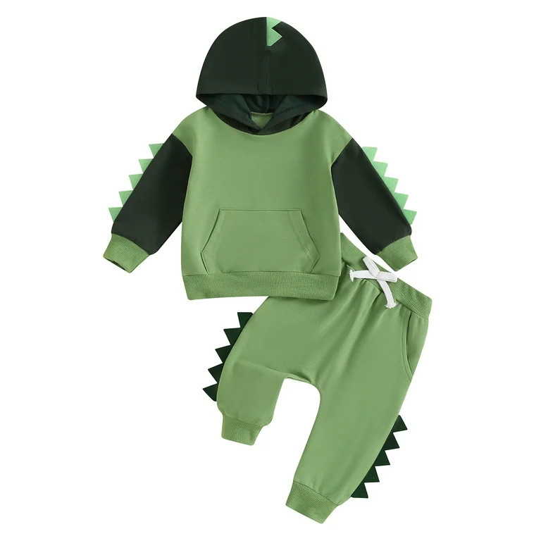 Musuos Kids Boy Cute Dinosaur Outfits, 6M-4T Contrast Color Long Sleeve Hoodie Elastic Waist Pant... | Walmart (US)