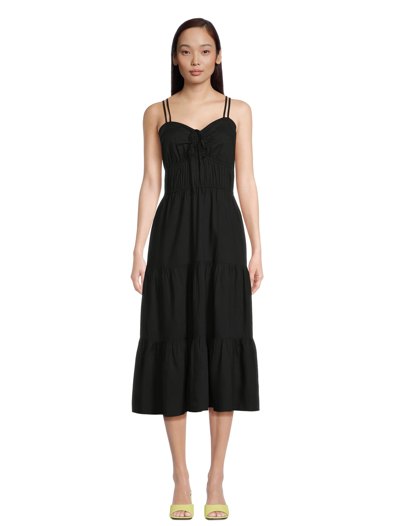 Time and Tru Women's Cross Back Dress with Tiered Skirt, Sizes XS-XXXL | Walmart (US)