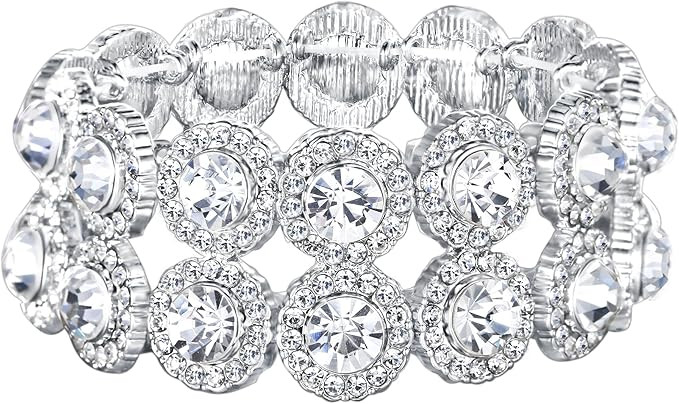 EVER FAITH Women's Austrian Crystal Bridal 2 Layers 8-Shaped Knot Elastic Stretch Bracelet | Amazon (US)