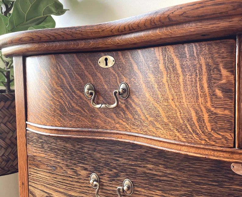 Antique Quarter Sawn Oak Serpentine Dresser - Etsy | Etsy (US)