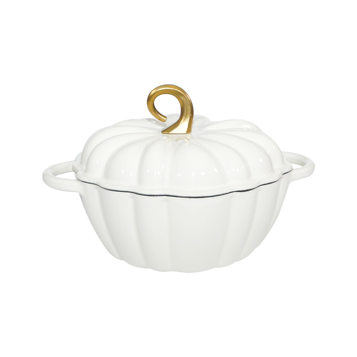 Pumpkin Dutch Oven 4.5 QT Pumpkin Dutch Oven With Lid,White Enamel Cast Iron Pot,Cushaw Shape Coo... | Amazon (US)