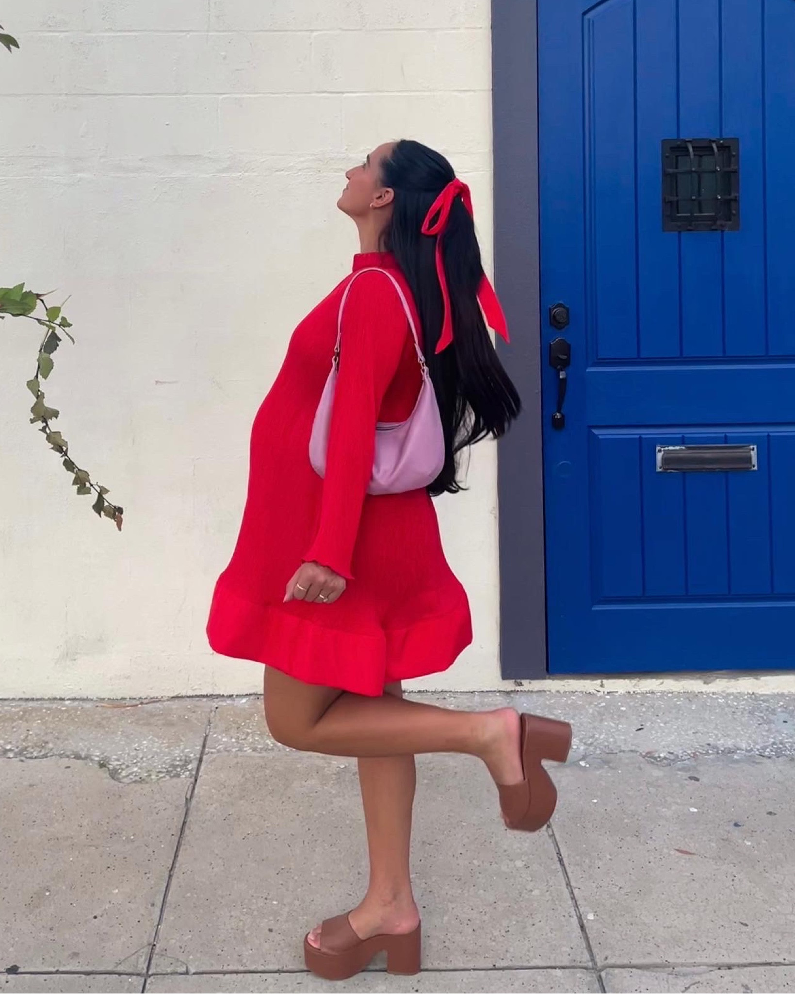 because who said your fall outfits had to be neutral🥰🌹 

I’ve been loving color for fall - the pop of red in this thrifted dress is perfect! 

fall outfit | seasonal fashion | brown clogs | maternity style | pregnancy dresses | 

#LTKHolidaySale #LTKbump #LTKSeasonal