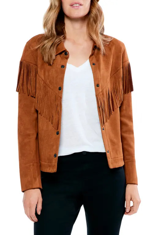 NIC+ZOE Fringe Faux Suede Jacket in Toffee at Nordstrom, Size X-Large | Nordstrom