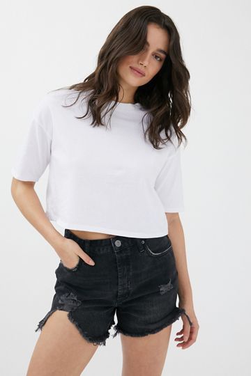 BDG Surf High-Waisted Denim Short – Distressed Black Denim | Urban Outfitters (US and RoW)