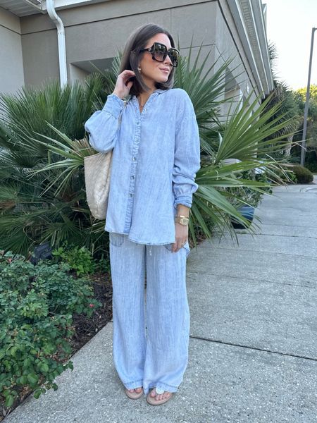 Splendid button down top (tts, xs) & Splendid pants (tts, xs) Use code AMANDASP24 for 20% off!! Jack Rogers (tts) Anthropologie large satchel, &Gucci sunglasses. Such a comfy outfit for those cool spring days! Would be great for long travels as well! 

#LTKtravel #LTKSeasonal #LTKstyletip