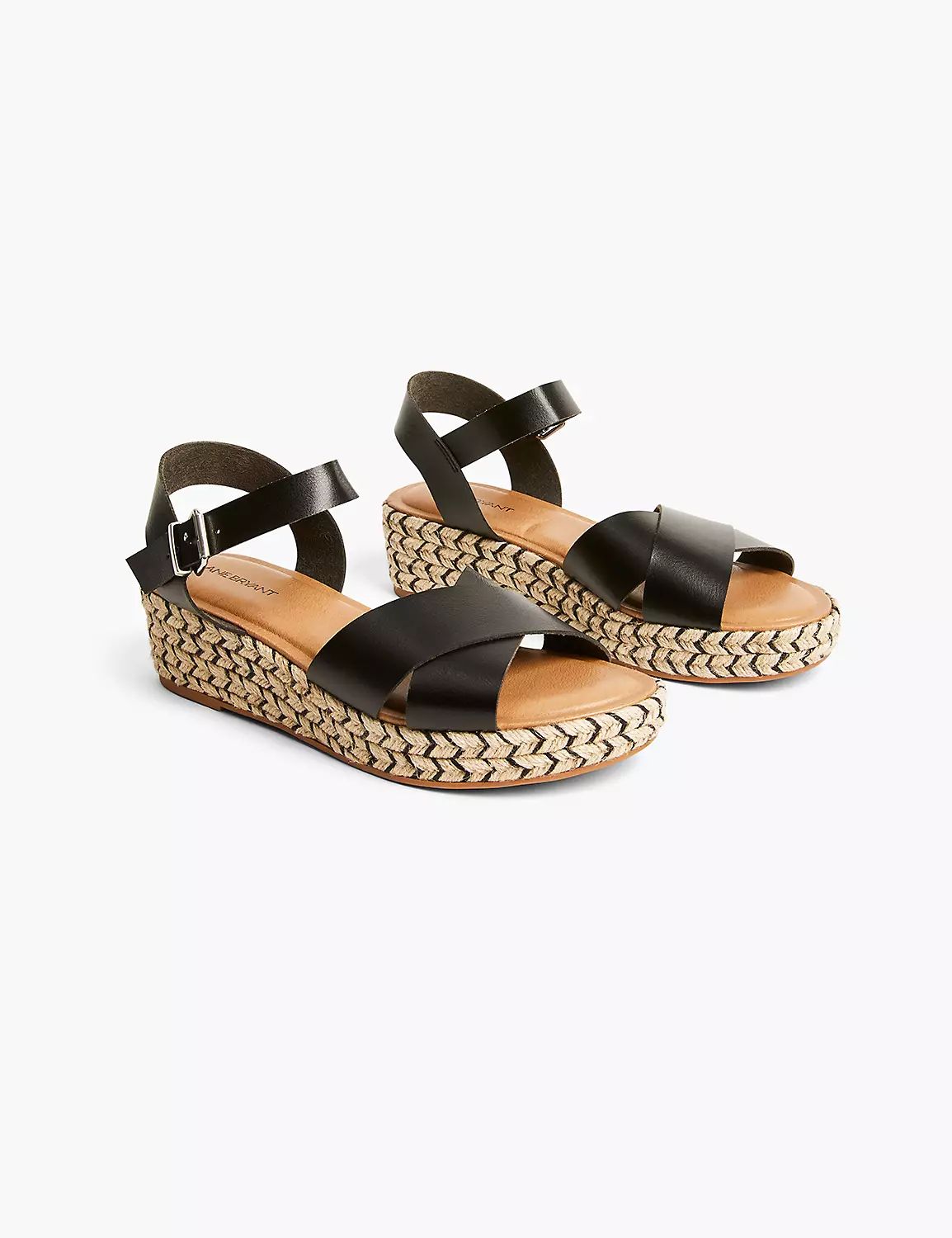 Dream Cloud Faux-Leather Cross-Strap Espadrille Wedge | LaneBryant | Lane Bryant (US)