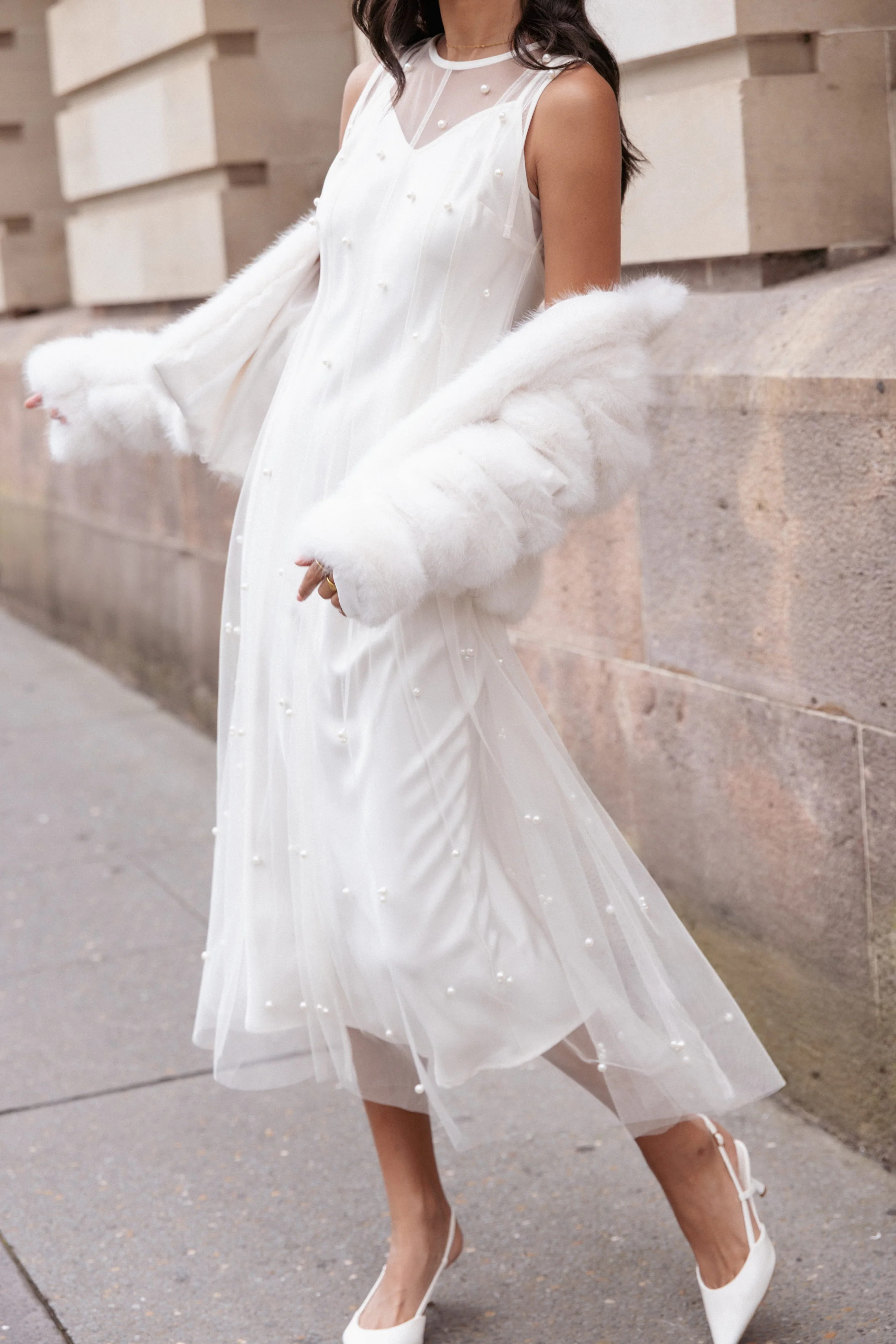 Yulia Pearl Midi Dress - Ecru | Petal & Pup (US)