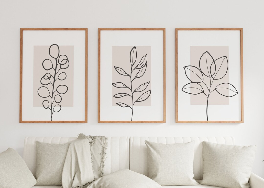 Set of 3 Wall Prints, Neutral Wall Prints, Botanical Wall Prints, Plant Wall Art, Botanical Line ... | Etsy (US)