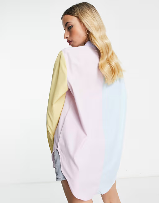 JDY oversized shirt in pastel colourblock | ASOS (Global)