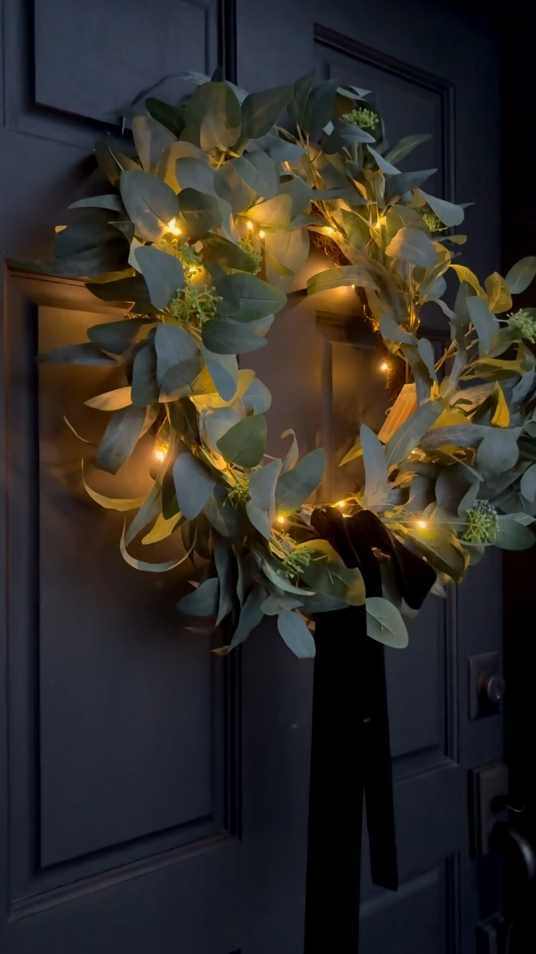 Simple Christmas front door porch. DIY basic wreath with fairy lights and velvet ribbon takes it to the next level.



#LTKHoliday #LTKHome #LTKSeasonal