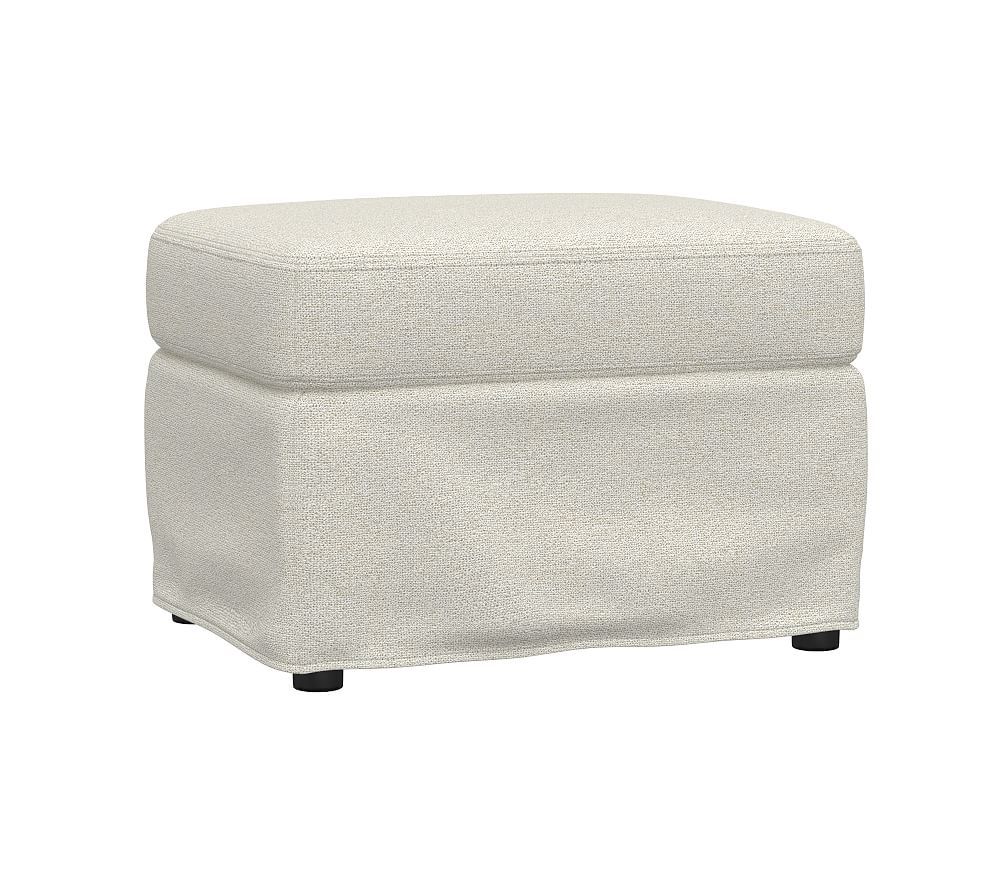 Slipcovered Wingback Ottoman, Performance Boucle, Oatmeal | Pottery Barn Kids