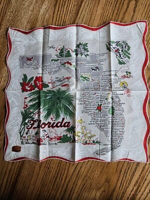 Vintage MCM 50s FLORIDA Souvenir Novelty Hanky~Hankie SHERRY MIAMI~NWT | eBay US