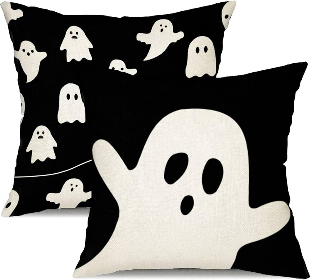 JXZYGMD Halloween Pillow Cover 18x18 Set of 2 Ghost Halloween Lumbar Pillow Covers Decorations Ou... | Amazon (US)