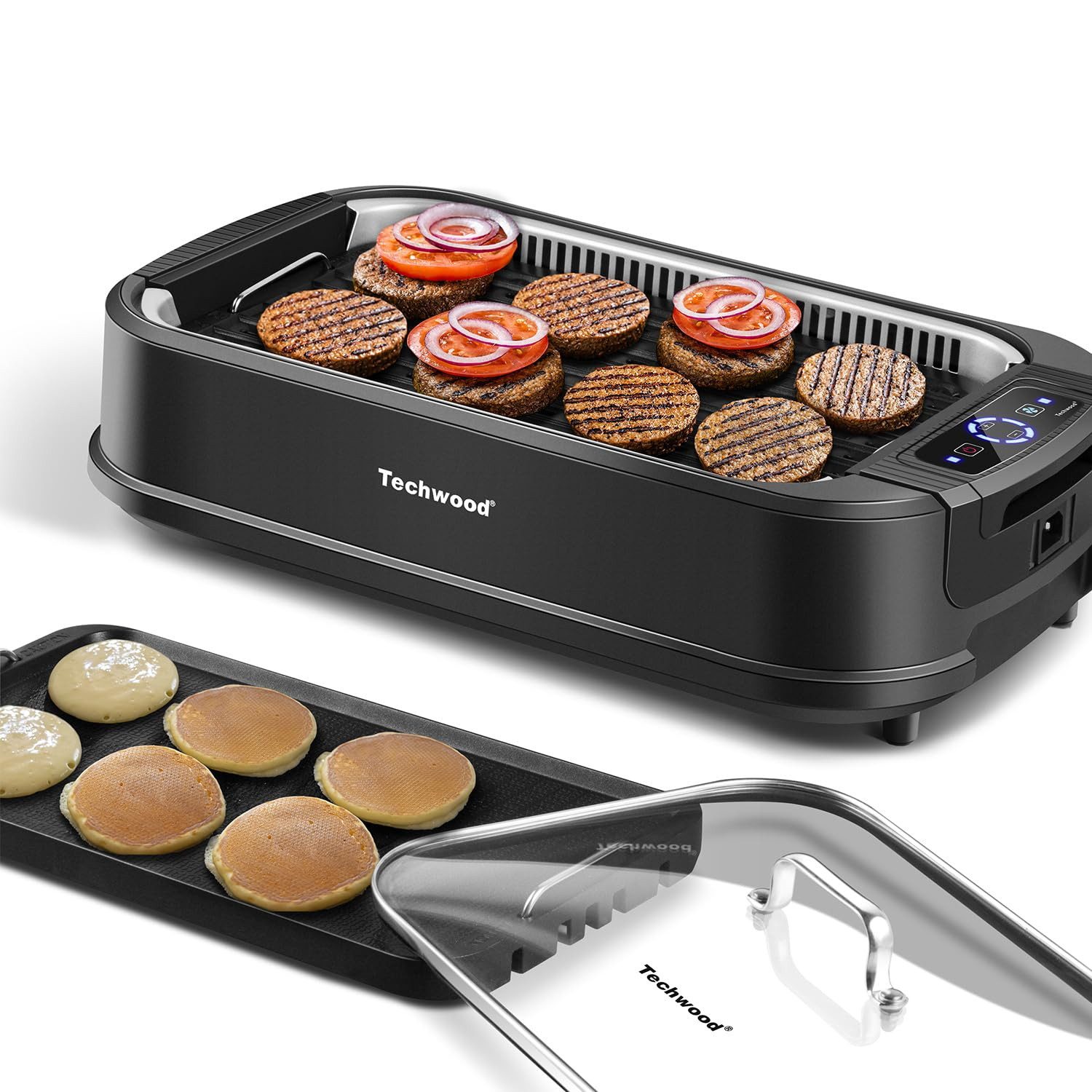 Indoor Smokeless Grill, Techwood 1500W Electric Indoor Grill with Tempered Glass Lid, Portable No... | Amazon (US)