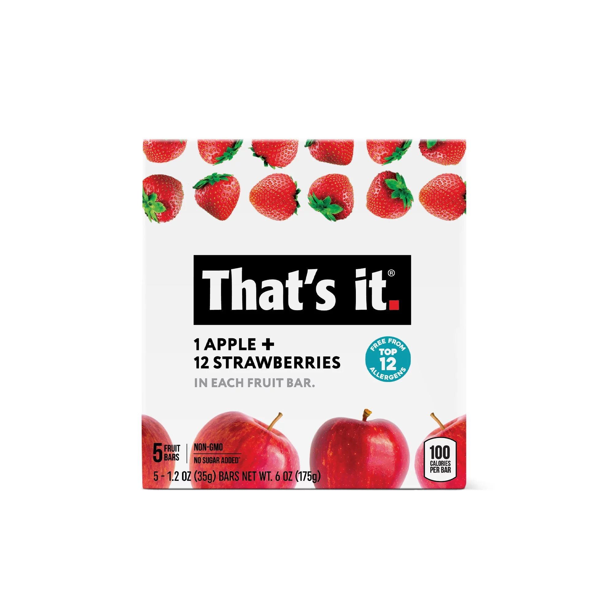 That's it.100% Natural Gluten-Free Soft/Chewy Apple/Strawberry Fruit Bars,1.2oz,5 Ct.Shelf Stable... | Walmart (US)