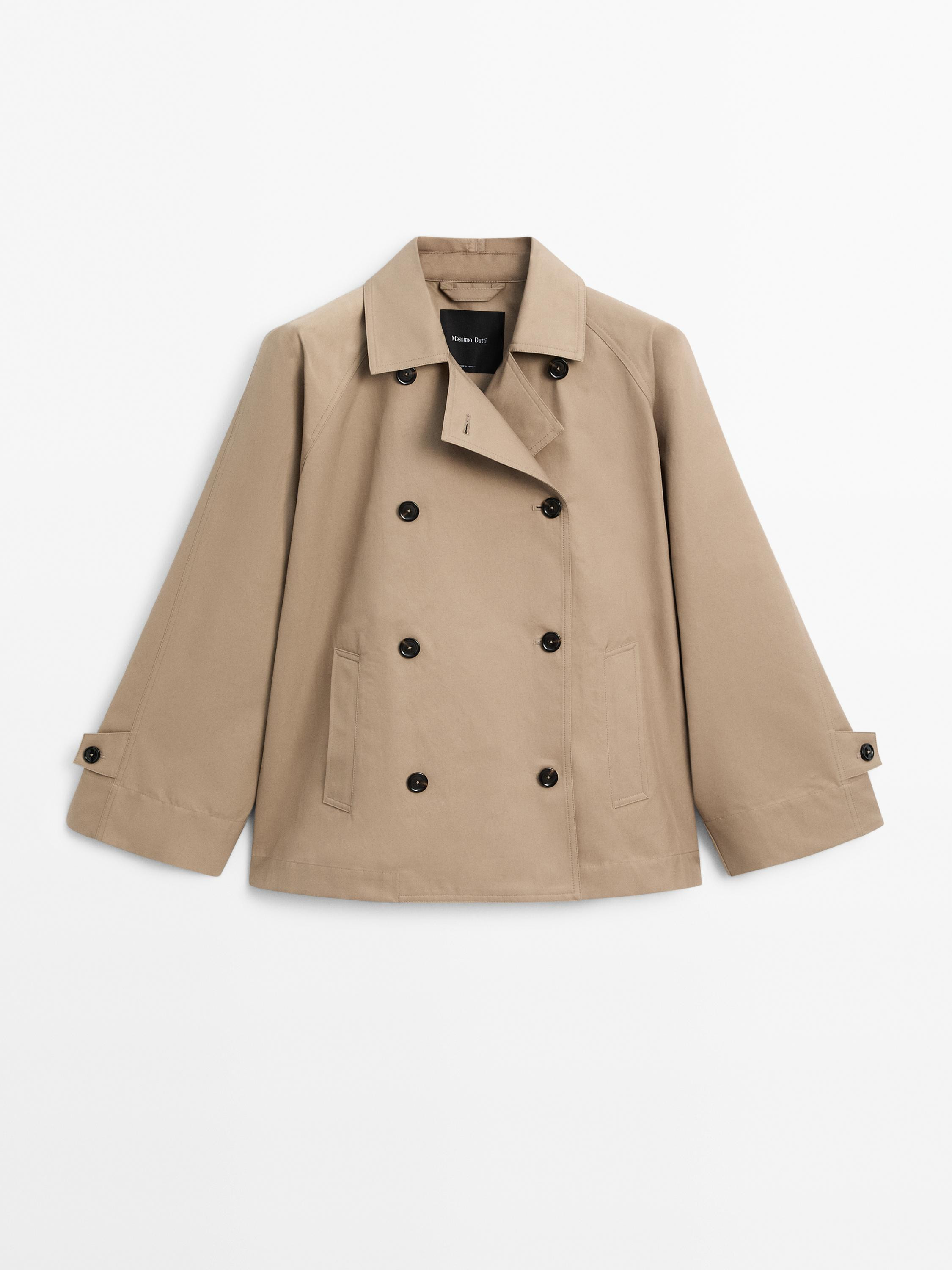 Short cotton blend cape | Massimo Dutti US