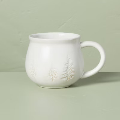 16oz Winter Trees Round Stoneware Mug Cream - Hearth & Hand™ with Magnolia | Target