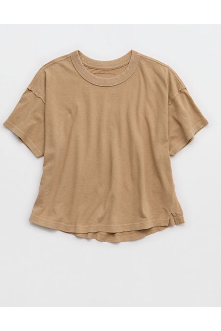 Aerie Summer Breeze Cropped T-Shirt Women's Toasted Almond XXS | Aerie