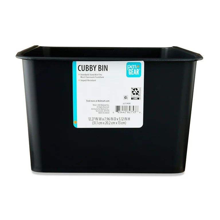 Pen+Gear Plastic Cubby Bin, Small Desktop Organizer, Black | Walmart (US)